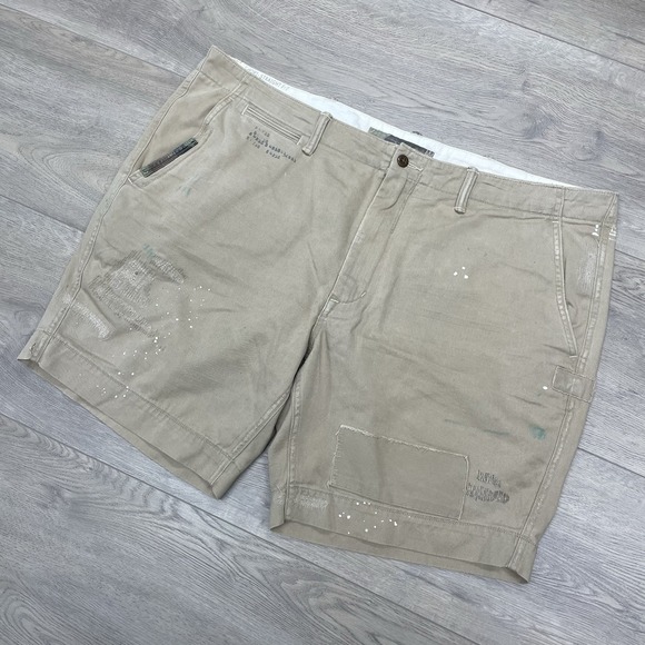 Polo Ralph Lauren Other - Polo Ralph Lauren Khaki Distressed Shorts Men Sz 40 Military Style Patches